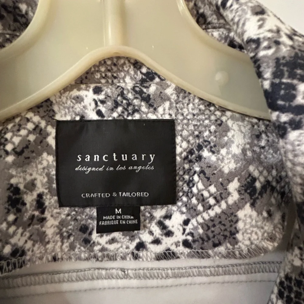 Sanctuary Black and Gray Snakeskin Leather Jacket